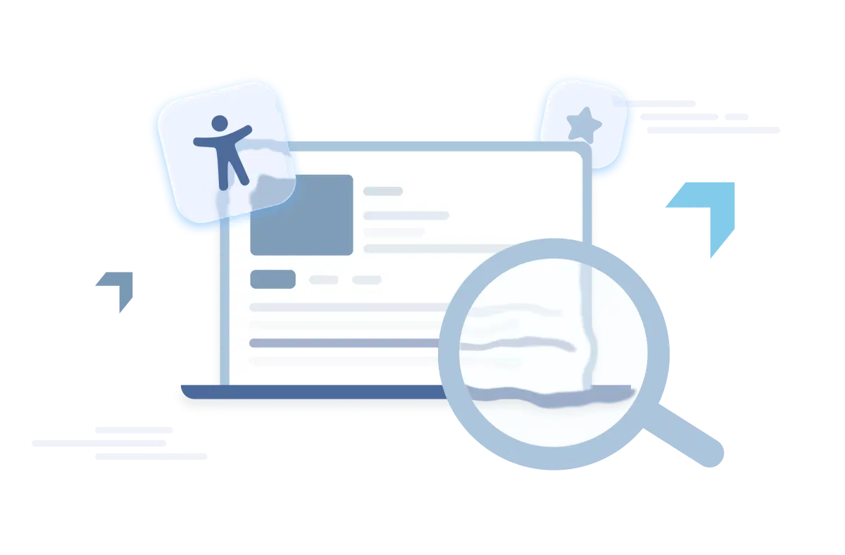 webpage with magnifying glass image